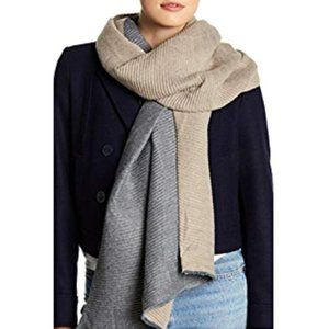 14th & Union Women’s Pleated Double Sided Scarf Grey Tan Reversible